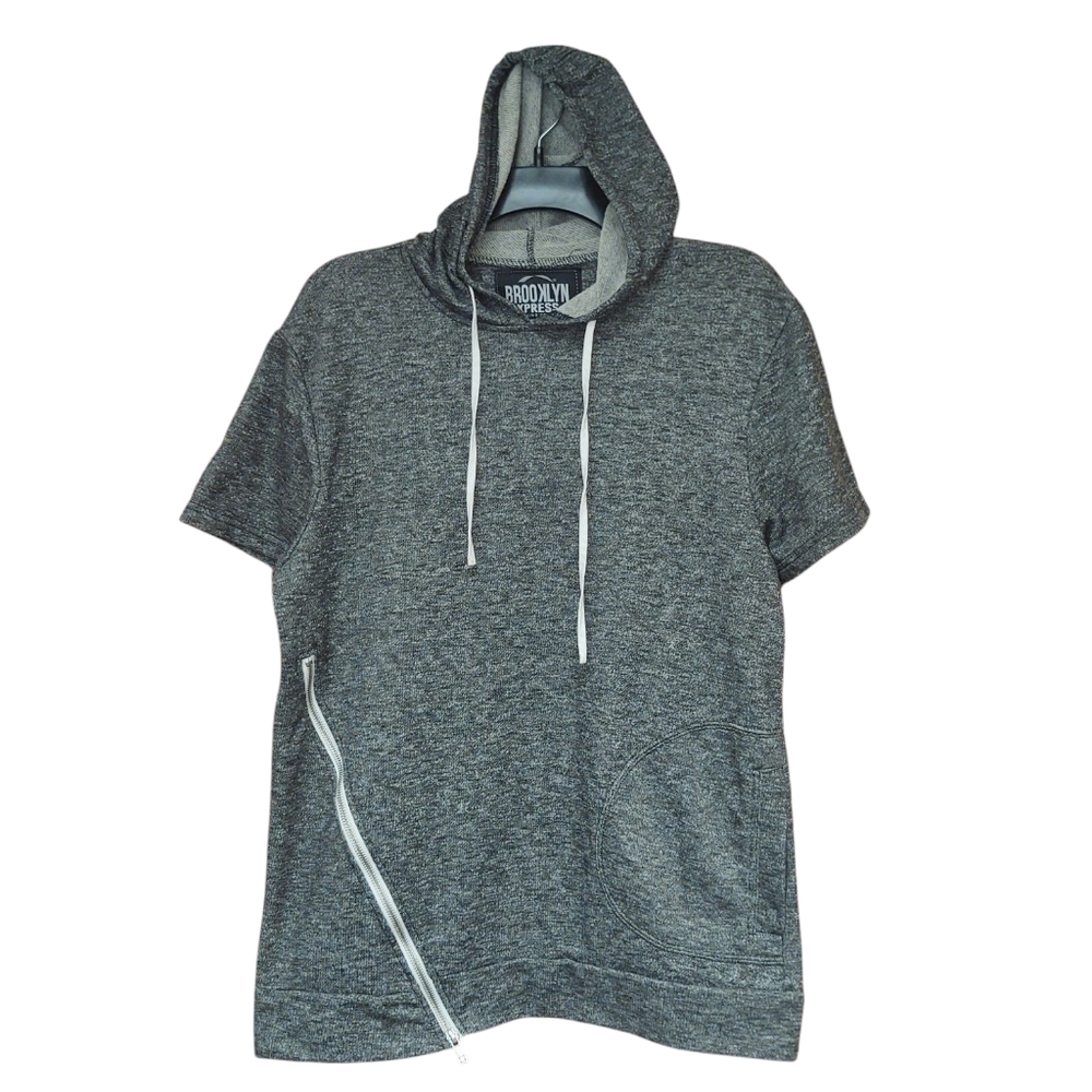 EUC Brooklyn Xpress Men's Gray Short Sleeve Hoodie Shirt Size M
